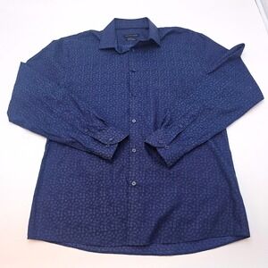 Tommy Hilfiger Men's Slim Fit Stretch Button Down Dress Shirt Blue Floral Size L